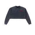 Charcoal "Fun Times" Snow Washed Cropped Sweatshirt