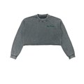 Grey "Fun Times" Snow Washed Cropped Sweatshirt