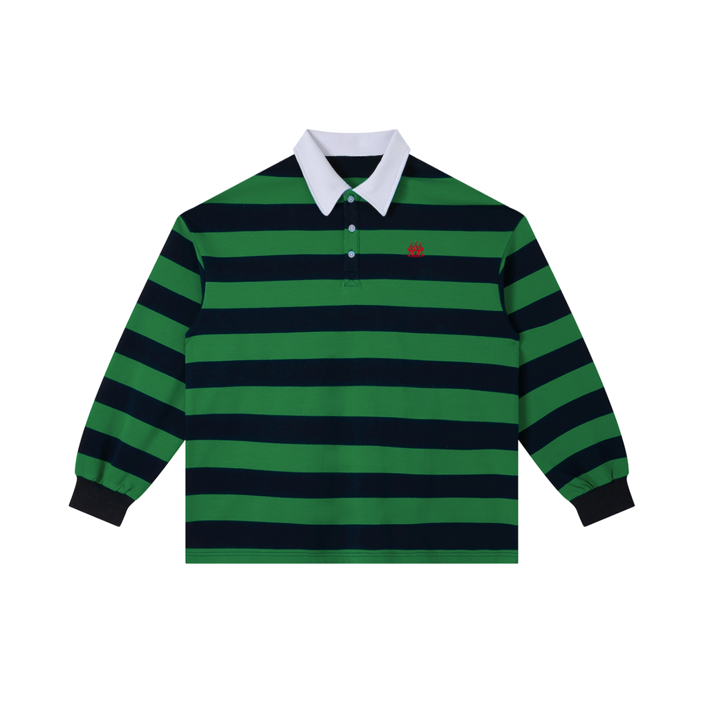 Branded Striped Long Sleeve Polo