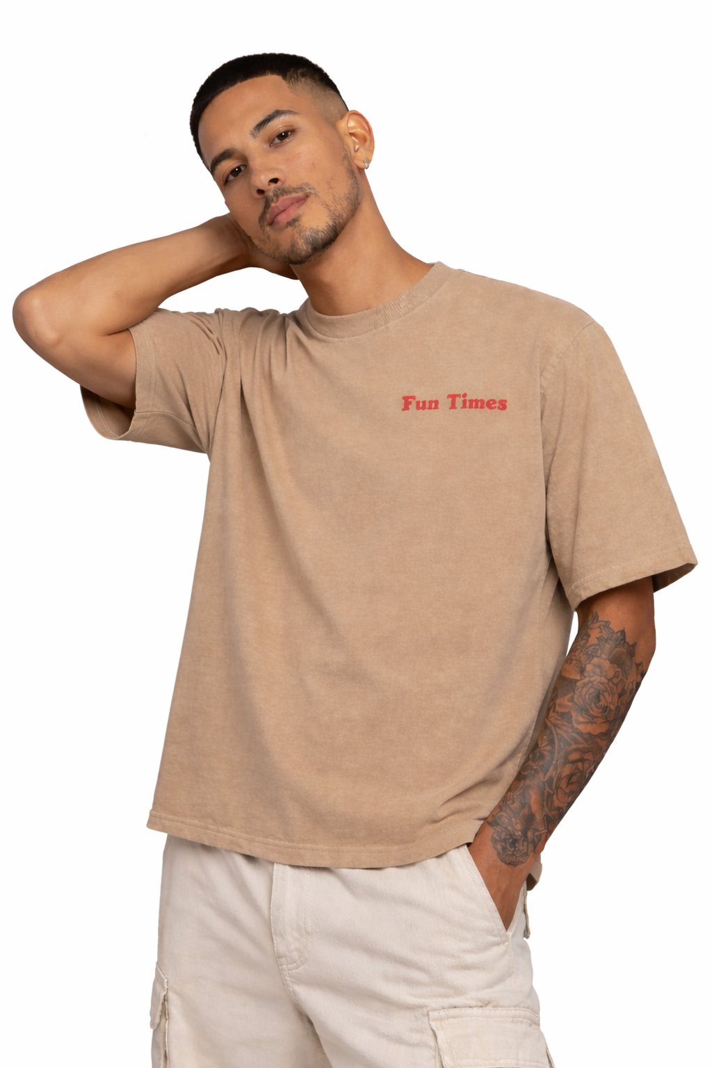 "Fun Times" & Logo Enzyme Washed T-Shirt