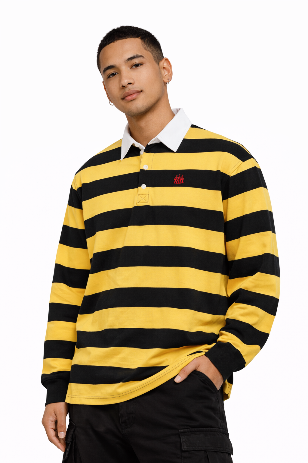 Branded Striped Long Sleeve Polo