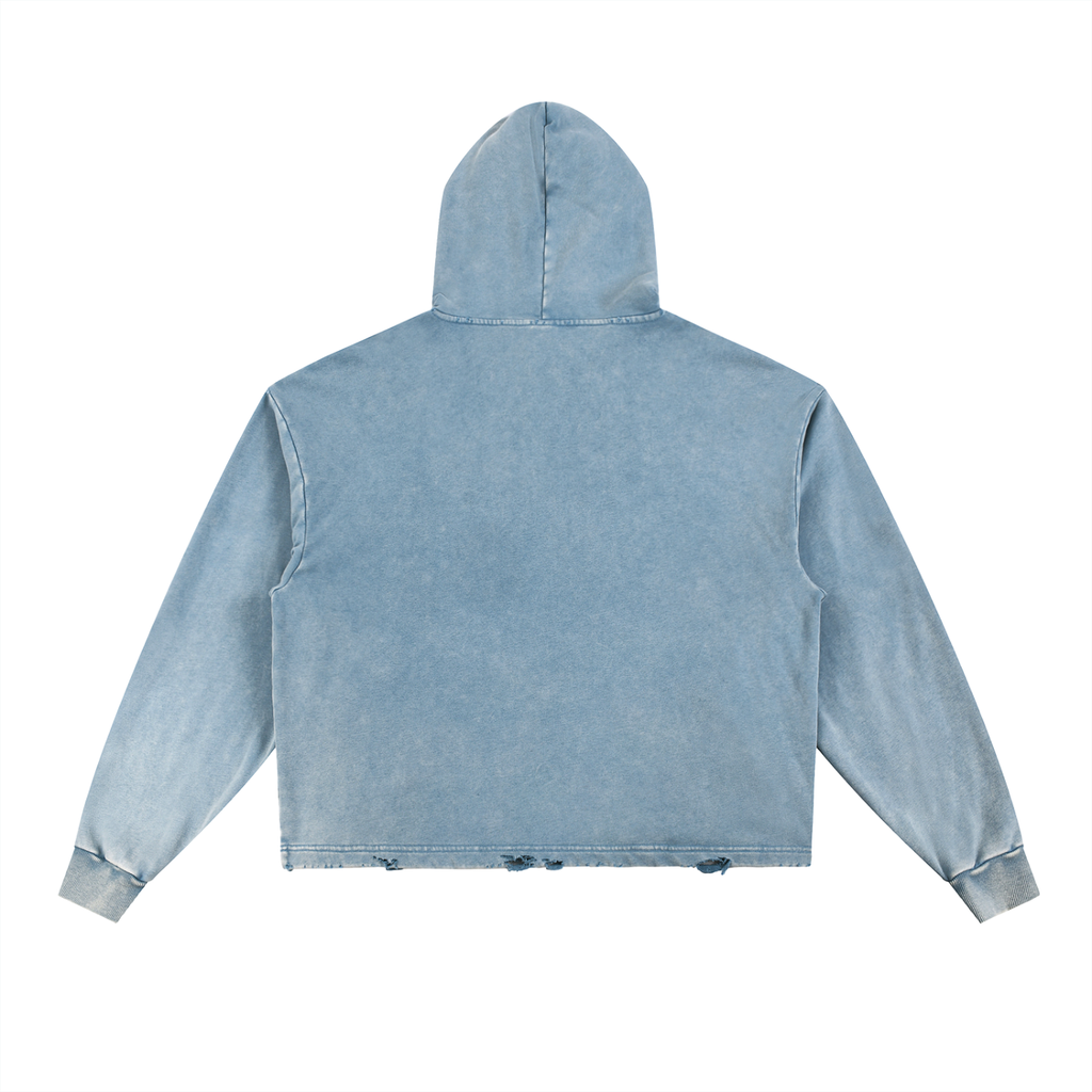 "African Gothic" Vintage Washed Frayed-Hem Hoodie