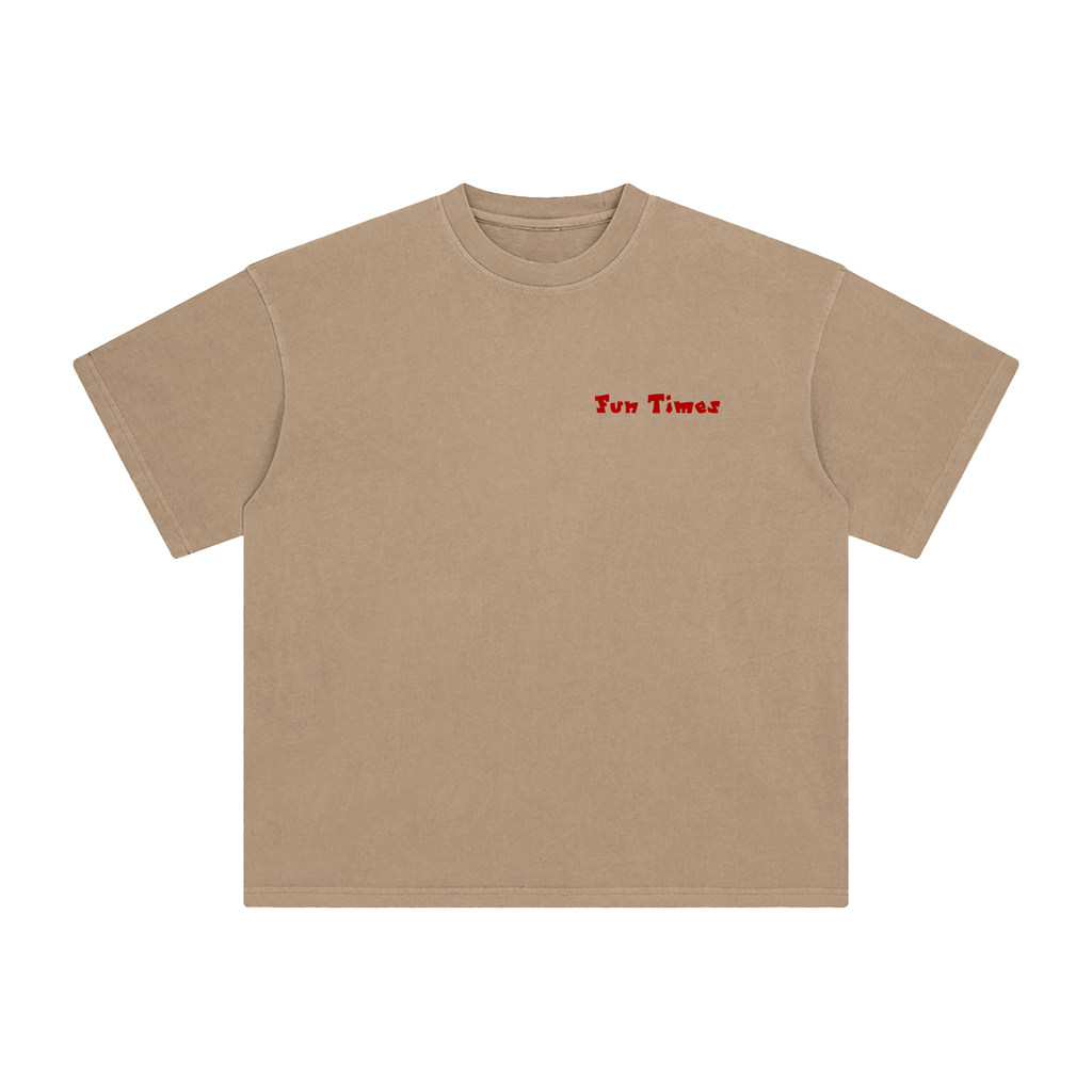 "Fun Times" & Logo Enzyme Washed T-Shirt