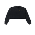 Black "Fun Times" Snow Washed Cropped Sweatshirt