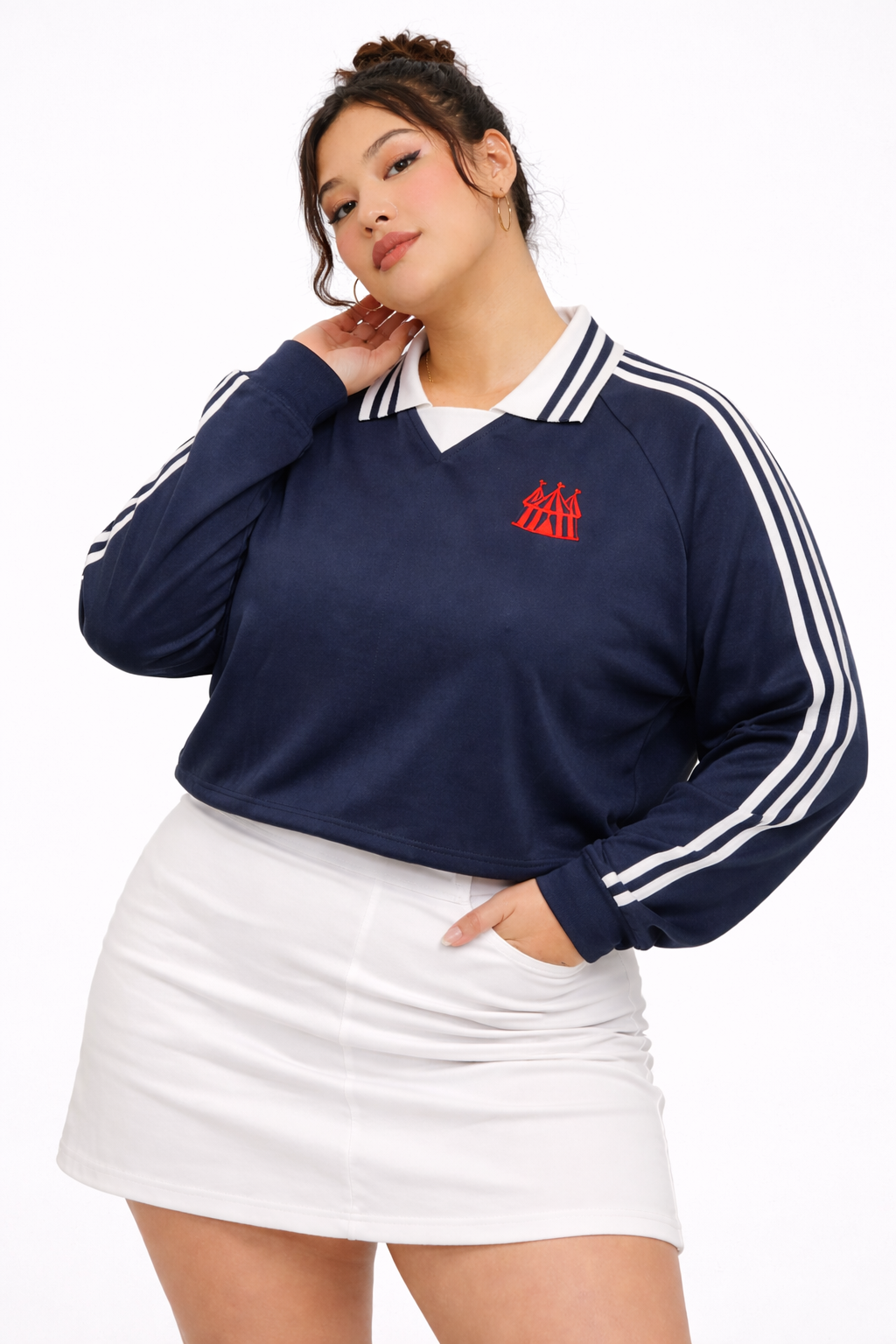 Branded Lapel Collar Sweatshirt